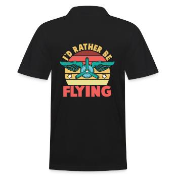 I'd Rather Be Flying Aircraft Pilot - Men's Polo Shirt - black - Back - Kai (181cm)