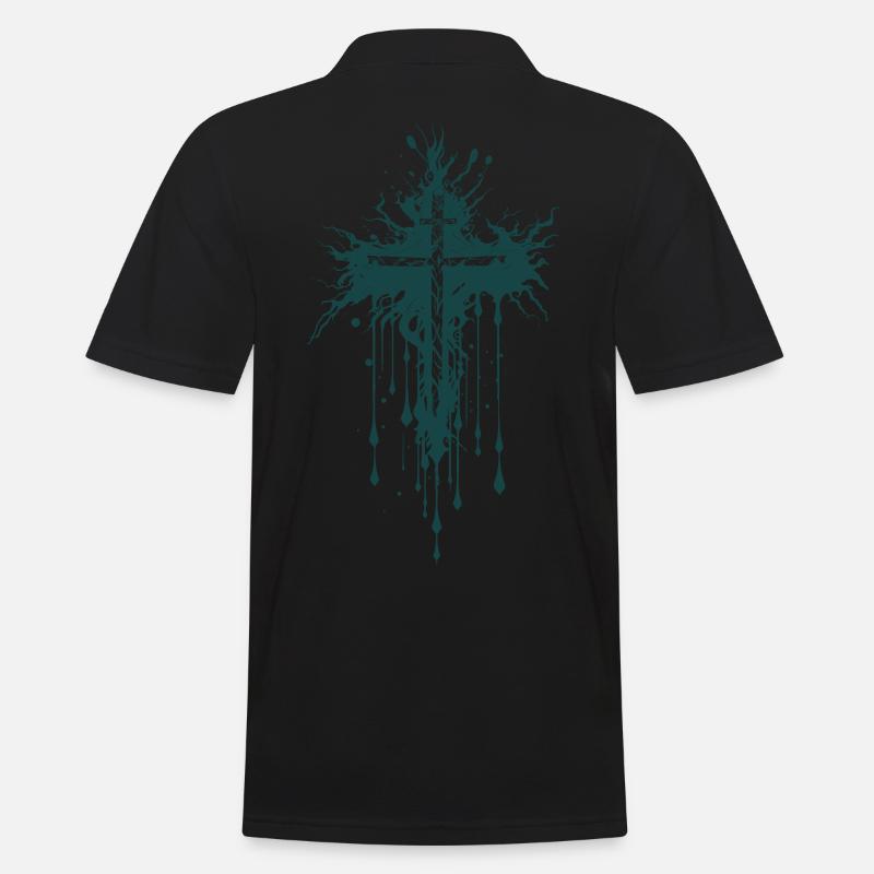 Kreuz Gothic Goth Böse - Männer Poloshirt - Schwarz