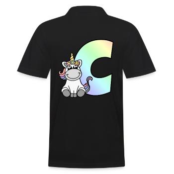 Unicorn Letter C - Men's Polo Shirt - black - Back - Kai (181cm)