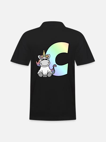 Einhorn Buchstabe C - Männer Poloshirt - Schwarz
