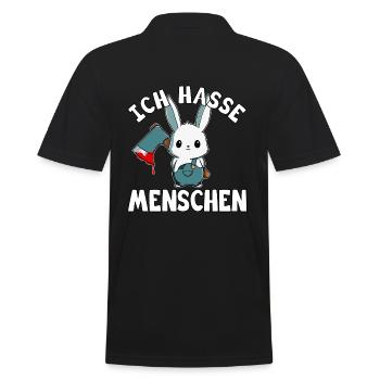 Ich hasse Menschen - Männer Poloshirt - Schwarz - Hinten - Kai (181cm)