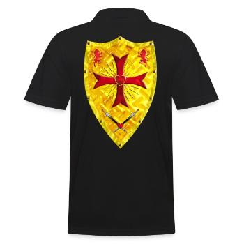 Kreuzritter Schild Ritter Kreuz Schwerter Loewen - Männer Poloshirt - Schwarz - Hinten - Kai (181cm)