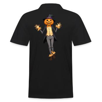 citrouille épouvantail chapeau chapeau de sorcière Halloween drôle - Polo Homme - noir - Dos - Kai (181cm)