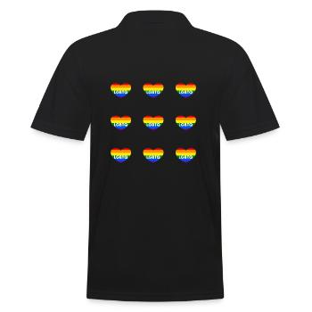 Regenbogen Herz LGBTQ Pride - Männer Poloshirt - Schwarz - Hinten - Kai (181cm)
