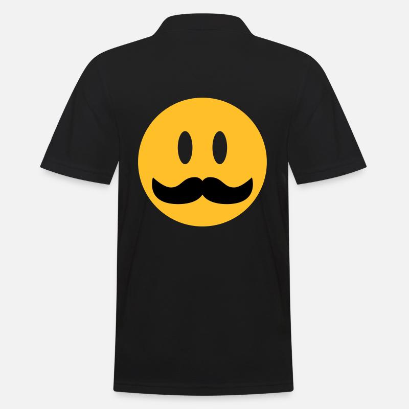 lustiges Emoji mit Schnurrbart - Männer Poloshirt - Schwarz