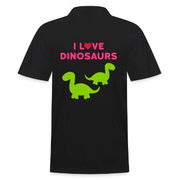 I love dinosaurs (two brontosaurs, heart) - Men's Polo Shirt - black - Back - Kai (181cm)