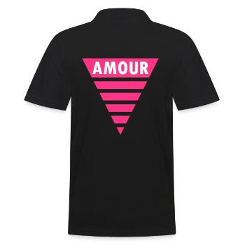 Amour im Dreieck (geteiltes Dreieck) - Männer Poloshirt - Schwarz - Hinten - Kai (181cm)