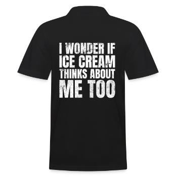 I Wonder If Ice Cream Thinks About Me Too Eis - Men's Polo Shirt - black - Back - Kai (181cm)