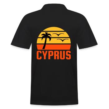 Cyprus (Halbsonne, Palme, zwei Vögel) - Männer Poloshirt - Schwarz - Hinten - Kai (181cm)