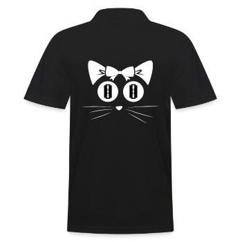 Katze Katzenaugen der Raubkatze schnurrende Mietz - Männer Poloshirt - Schwarz - Hinten - Kai (181cm)