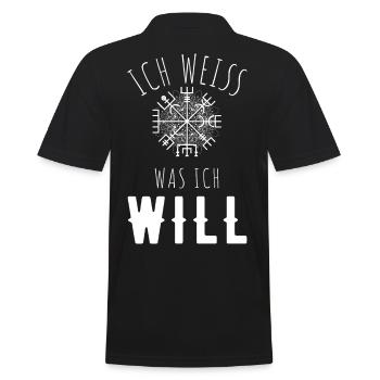 Wegweiser MOTIVATION - VEGVISIR - Männer Poloshirt - Schwarz - Hinten - Kai (181cm)
