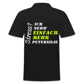 Stress? Nicht mit Petersilie! - Männer Poloshirt - Schwarz - Hinten - Kai (181cm)
