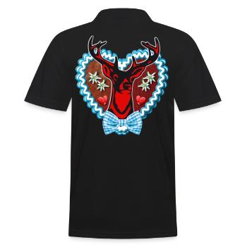 33 Lebkuchenherz Wiesn Hirsch Edelweiss Schleife - Männer Poloshirt - Schwarz - Hinten - Kai (181cm)