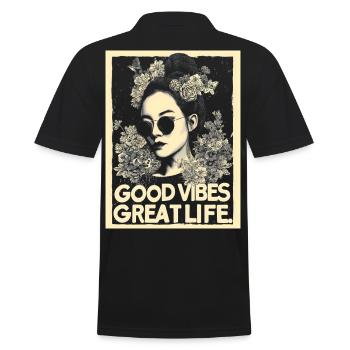 Vibes great Life tattoo - Men's Polo Shirt - black - Back - Kai (181cm)
