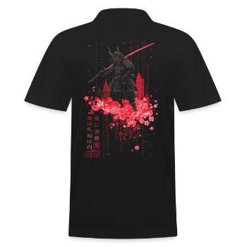 Oni - samurai mit Sakura Kirschblüten - Männer Poloshirt - Schwarz - Hinten - Kai (181cm)