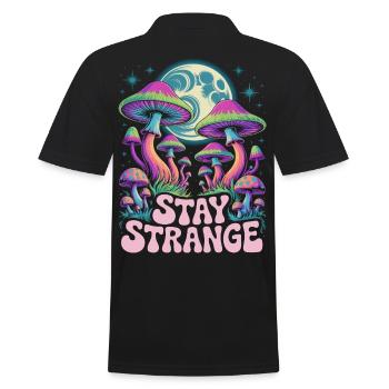 Stay Strange Mushroom Art - Männer Poloshirt - Schwarz - Hinten - Kai (181cm)