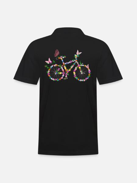 Vélo avec fleurs - Polo Homme - noir