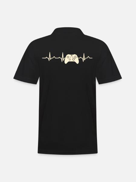 battement de coeur de gamer gaming - Polo Homme - noir