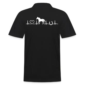 Herzschlag reiten - Männer Poloshirt - Schwarz - Hinten - Kai (181cm)