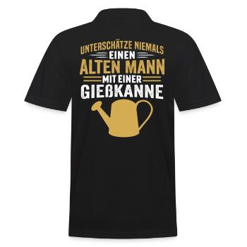 alten mann mit einer gießkanne - Männer Poloshirt - Schwarz - Hinten - Kai (181cm)