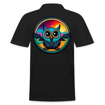Cute Owl Circle - Men's Polo Shirt - black - Back - Kai (181cm)