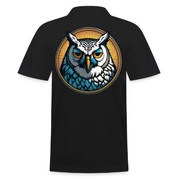 Weise Eule Weisheit - Männer Poloshirt - Schwarz - Hinten - Kai (181cm)