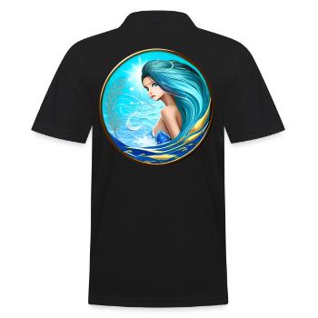 Sirène femme aux cheveux bleus bleu turquoise - Polo Homme - noir - Dos - Kai (181cm)