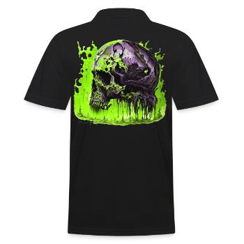 Gruseliger Helloween Schädel Skull - Männer Poloshirt - Schwarz - Hinten - Kai (181cm)