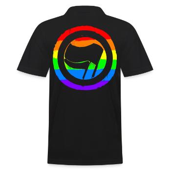 Regenbogen Bunt Protest Antifa Links - Männer Poloshirt - Schwarz - Hinten - Kai (181cm)