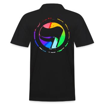 Drapeau antifa arc-en-ciel - Polo Homme - noir - Dos - Kai (181cm)