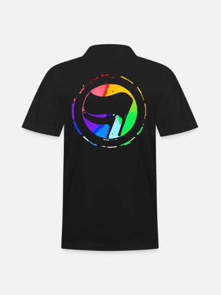 Drapeau antifa arc-en-ciel - Polo Homme - noir