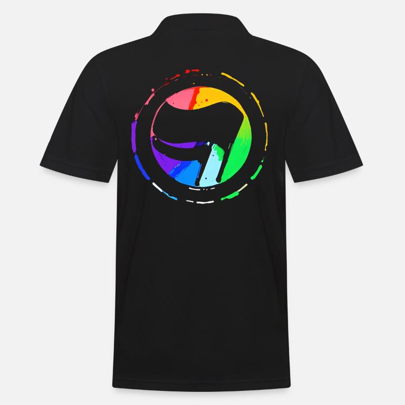 Regenbogen Antifa Flagge - Männer Poloshirt - Schwarz