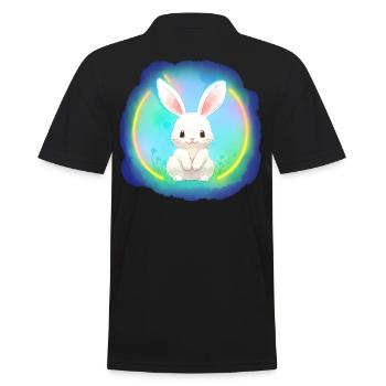 Hase Osterhase weisser Hase Kaninchen - Männer Poloshirt - Schwarz - Hinten - Kai (181cm)