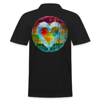 Hart Kleurrijk Kleurrijk Hart Liefde - Mannen poloshirt - zwart - Achter - Kai (181cm)
