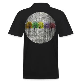 Bunte Bäume retro bunt - Männer Poloshirt - Schwarz - Hinten - Kai (181cm)