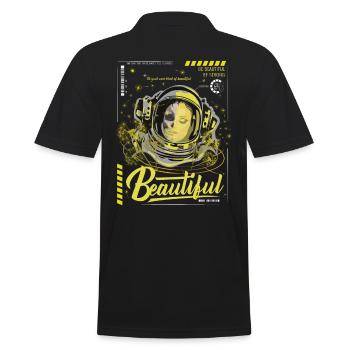 Astronaut Woman Beauty Independent Motivation - Men's Polo Shirt - black - Back - Kai (181cm)