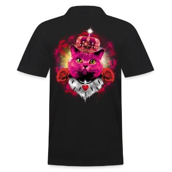Pink Cat the Queen in Glow - Men's Polo Shirt - black - Back - Kai (181cm)