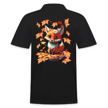 Süßer niedlicher Fuchs im Herbst Geschenk - Männer Poloshirt - Schwarz - Hinten - Kai (181cm)