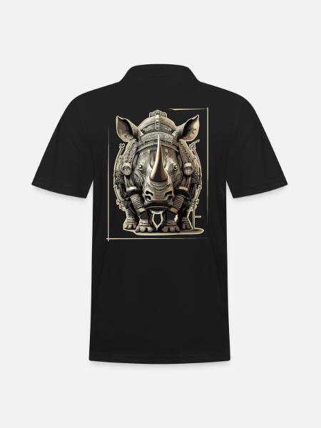 Nashorn Steampunk - Männer Poloshirt - Schwarz