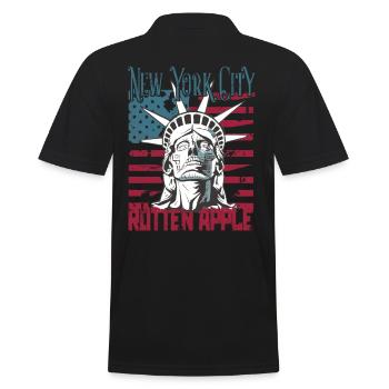 Steampunk NY City Spoiled Apple USA US Flag - Men's Polo Shirt - black - Back - Kai (181cm)