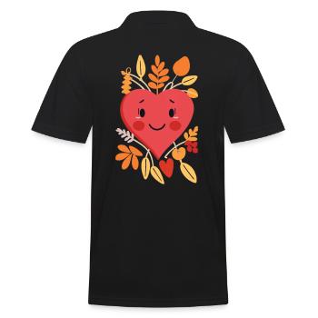 Herbst, Herz, Ich liebe den Herbst Geschenk - Männer Poloshirt - Schwarz - Hinten - Kai (181cm)