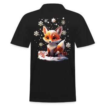 Süßer niedlicher Fuchs im Winter Geschenk - Männer Poloshirt - Schwarz - Hinten - Kai (181cm)