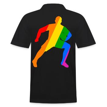 Rugby Power im Regenbogen - Männer Poloshirt - Schwarz - Hinten - Kai (181cm)