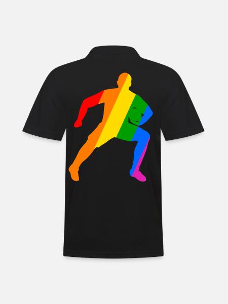 Rugby Power im Regenbogen - Männer Poloshirt - Schwarz