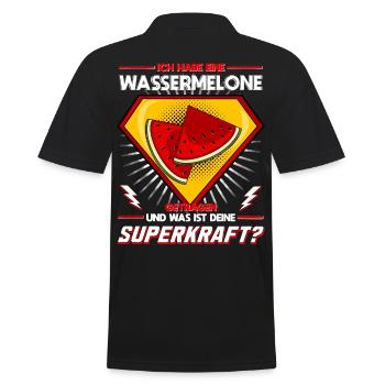 Ich habe eine Wassermelone getragen - Superkraft - Männer Poloshirt - Schwarz - Hinten - Kai (181cm)