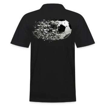 51 Fußball Ball fliegt Spritzer Splash Farbkleckse - Männer Poloshirt - Schwarz - Hinten - Kai (181cm)