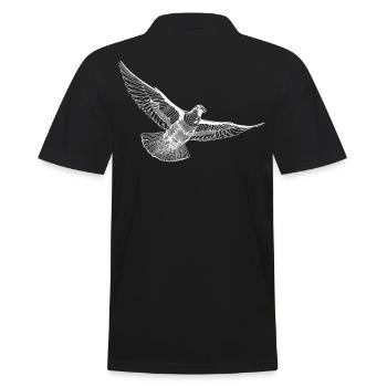 Dessin au trait illustration colombe volante - Polo Homme - noir - Dos - Kai (181cm)
