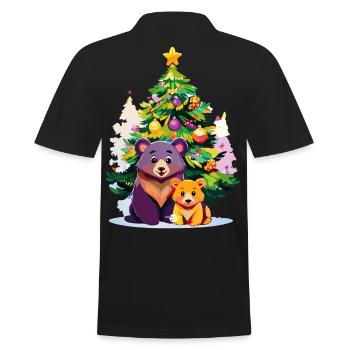 17 Mama Bear Baby Child Bear Christmas Tree Family - Men's Polo Shirt - black - Back - Kai (181cm)