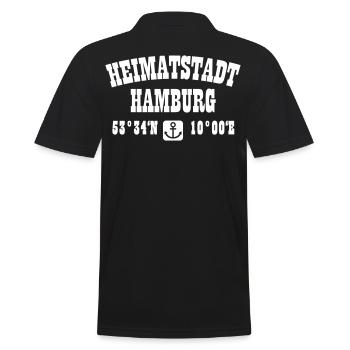 31 Heimatstadt Hamburg Koordinaten Anker - Männer Poloshirt - Schwarz - Hinten - Kai (181cm)