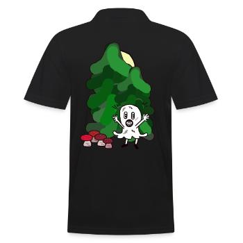 Wald Gespenst Geist Oktober Pilze Tannen Natur - Männer Poloshirt - Schwarz - Hinten - Kai (181cm)